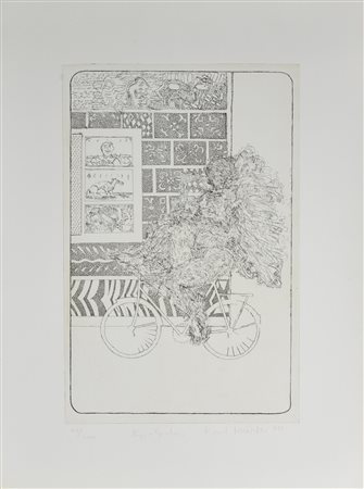 Claudio Knopfli BY-CYCLUS acquaforte su carta, battuta cm 49,5x32, su foglio...