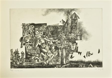 Rudi Gorog CASA SUL PICCO incisione su carta, battuta cm 35,5x54,5, su foglio...