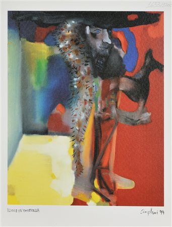 Marco Cingolani ULISSE IN PASSERELLA litografia, foglio cm 26x20; es....