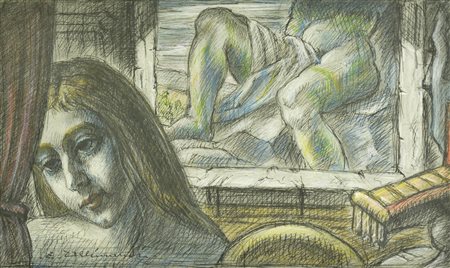 Enrico Allimandi RIFLESSIONI tecnica mista su carta, cm 25x44 firma eseguito...