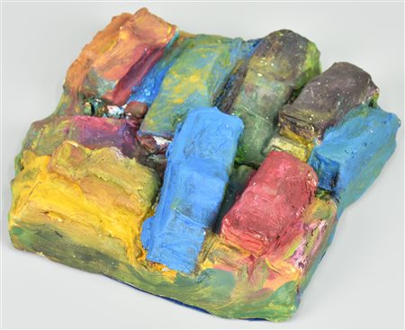 Claudio Parigi AUTO IN ROTTAMAZIONE gesso, cemento e acrilici, cm 6x20x19...