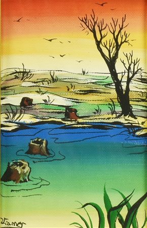 Vianes PAESAGGIO INVERNALE olio su cartone telato, 15x10 cm firma