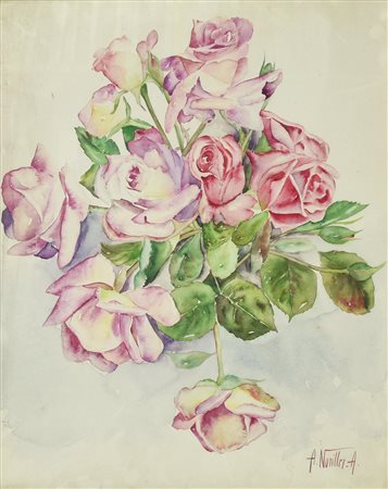 A. Noylley LE ROSE acquarello su carta, cm 60,5x51 firma