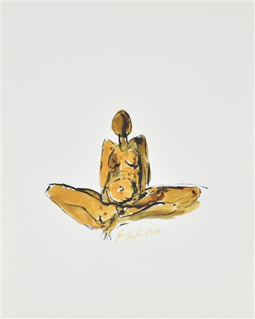 Piero Cerato YOGA 2 tecnica mista su carta, cm 49x38 firma e data sul retro:...