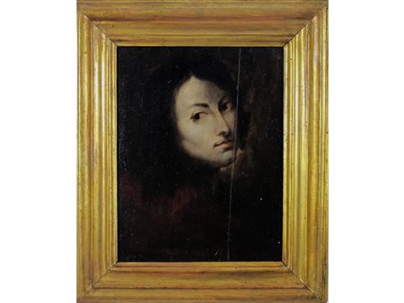Scuola lombarda (XVII secolo) Volto di fanciullo Olio su tavola Cornice...