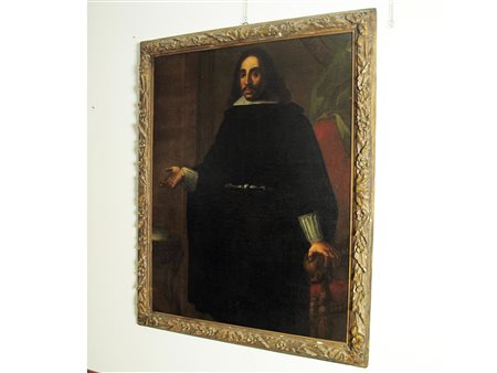 Scuola lombarda (XVII secolo) Ritratto di Nobiluomo Olio su tela Cornice...