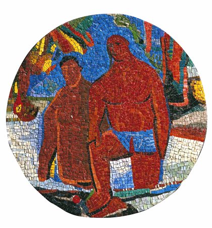 Sandro Chia (Firenze, 1946) Senza titolo 2004 Mosaico diametro cm. 55...