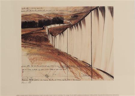 CHRISTO Running fence, project for Sonoma County, California, 2003