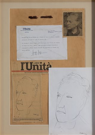 GIACOMO MANZU' Riratto di Guttuso per l'Unità, 1987