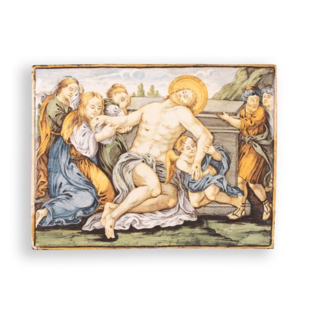  
Placca Castelli raffigurante Deposizione di Cristo 
 cm 22x29,5