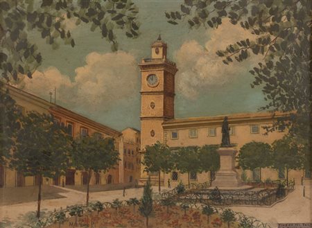 Pittore degli inizi del XX secolo ( - ) 
Piazza Palazzo L'Aquila 
olio su tavola cm 26x35; con cornice cm 41x50