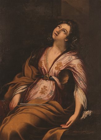 Nicolò Maria Vaccaro (attribuito a) (Genova , 1659 - Madrid, 1720) 
Lucrezia romana 
Olio su tela cm 135x96; con cornice cm 153x116