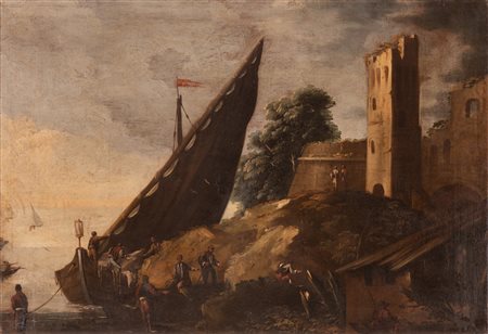 Pittore genovese del XVII secolo ( - ) 
L'approdo 
Olio su tela cm 86x125