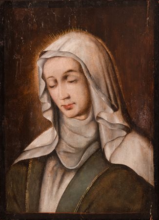 Scuola francese del XVII secolo ( - ) 
Madonna 
Olio su tavola cm 66x48