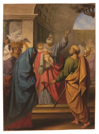 Scuola emiliana della seconda metà del XVIII secolo ( - ) 
Presentazione di Gesù al Tempio 
Olio su tela cm 134x100