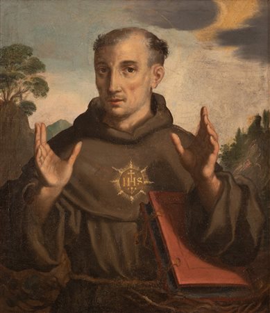 Girolamo Cenatiempo (attribuito a) (attivo  , 1705 - 1741) 
San Bernardino 
 cm 72x62