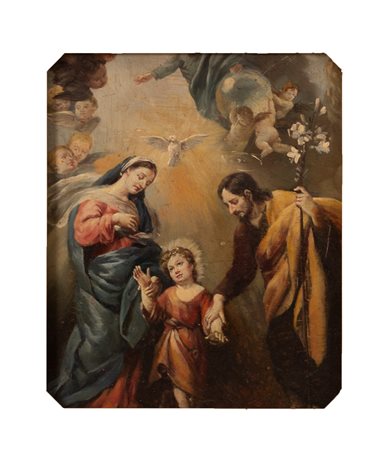 Scuola marchigiana del XIX secolo ( - ) 
Sacra famiglia  
olio su rame cm 25x21; con cornice cm 42x38
