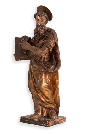 Manifattura romana dell'ultimo quarto del XVII secolo ( - ) 
Scultura in legno policromo e dorato raffigurante San Pietro 
 altezza cm 56
