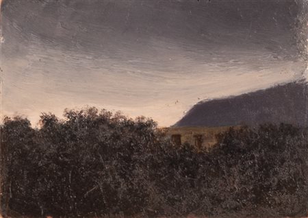 Anonimo del XIX secolo ( - ) 
Paesaggio 
Olio su tavola cm 10x13,5; con cornice cm 25x31
