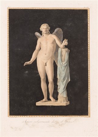  
Stampa neoclassica "Amore volgarmente detto il Genio" 
Stampa cm 50x40; con cornice cm 75x55