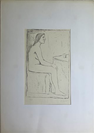 Carlo Carrà "Nudo seduto" 
litografia a colori
cm 50x32,5
firmata e numerata 52/