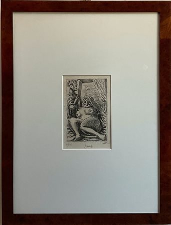Alberto Savinio "La civetta" 1944
acquaforte
Lastra cm 17x11
firmata in lastra i