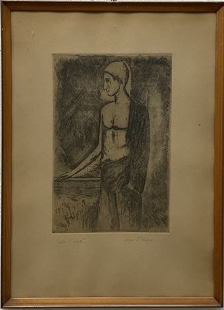Carlo Carrà "Dopo il bagno" 1924
acquaforte
(lastra cm 30x20; foglio cm 48x34)
f