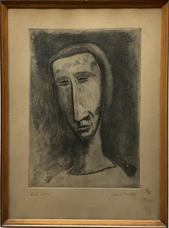 Carlo Carrà "Testa di donna" 1922
acquaforte
(lastra cm 36,5x25; foglio cm 48x34