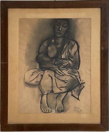 Franco Francese "Maternità" 1956
carboncino su carta
cm 50x38
firmato e datato i