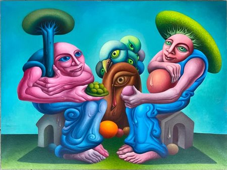 Walter Mac Mazzieri "Sul prato di Olindo" 1982
olio su tela
cm 90x120
firmato in