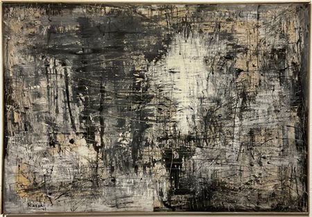 Ugo Recchi "Senza titolo" 1960
Tecnica mista su carta applicata su tela
cm 70x10