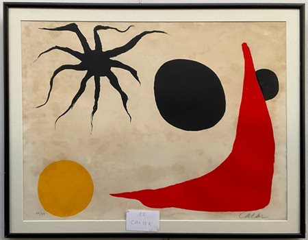 Alexander Calder "Chaussette rouge" 
litografia a colori
cm 49x64
firmata e nume
