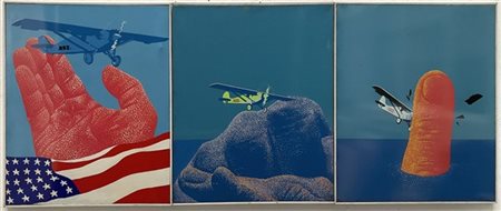 Gabriele Amadori "L'impresa di Lindbergh" 1973
trittico - acrilici e tempera su