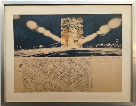 Christo "Packed Building, Project for the Arc de Triomphe, Paris" 1970litografi