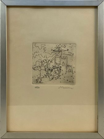 Mino Maccari Lotto composto da una litografia e un'acquaforte, soggetti e misure