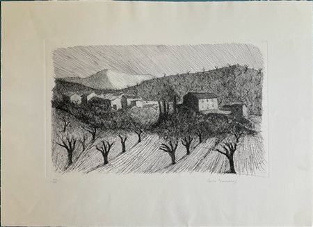 Paolo Manaresi "Senza titolo" 
acquaforte
(lastra cm 30,5x49,5; foglio cm 50x69,