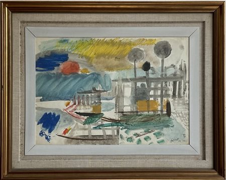 Bruno Saetti "Paesaggio veneziano con il sole" 1956
tempera su carta
cm 32x46,5