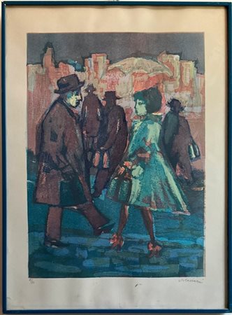 Mino Maccari "Senza titolo" 
xilografia a colori
cm 68x50
firmata e numerata 85/