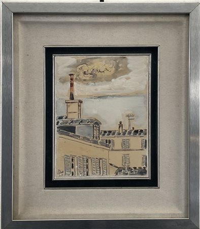 Orfeo Tamburi "Senza titolo" 1973
tecnica mista su carta applicata su masonite
c