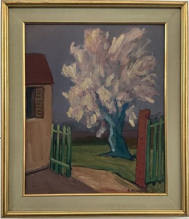 Anacleto Margotti "Albero di primavera" 
olio su cartone telato
cm 60x50
firmato