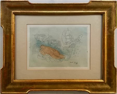 Abel Jules Faivre "Bagnante" 
acquaforte a colori
(lastra cm 22x31,4; foglio cm