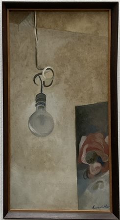 Silvio Benedetto "Interno con lampadina" 
olio su tela
cm 60x30
firmato in basso
