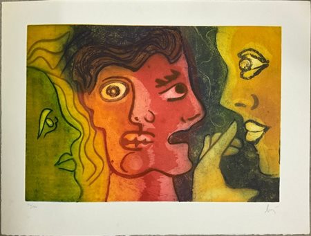 Enrico Baj "Silenzio" 
acquaforte e acquatinta
(lastra cm 42,5x62,5; foglio cm 5