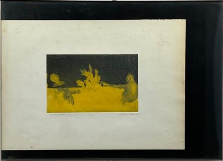 Gianfranco Gorini "Incontro - scontro" 1968
acquaforte e acquatinta a colori - p