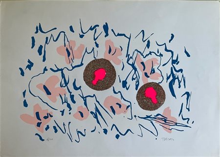 Giulio Turcato Lotto composto da una serigrafia e glitter (cm 50x70) firmata e n