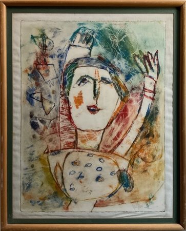 Gina Pellon "Senza titolo" 
pastello su carta applicata su tela
cm 66x50
firmata