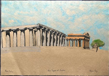 Thomas Corey "Three temples at Paestum" 1983
litografia a colori
cm 54,5x78
firm