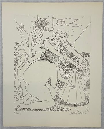 Arturo Carmassi "Senza titolo" 
acquaforte
(lastra cm 45x35,5; foglio cm 58x46)