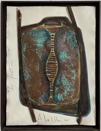 Antonio Ievolella "La festa" 2001
legno, collage e tecnica mista su carta
cm 76x