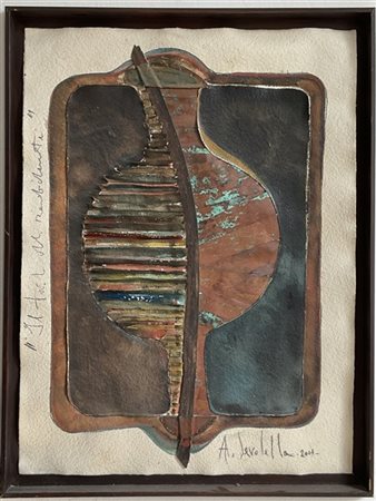 Antonio Ievolella "Il tavolo del rabdomante" 2001
legno, collage e tecnica mista